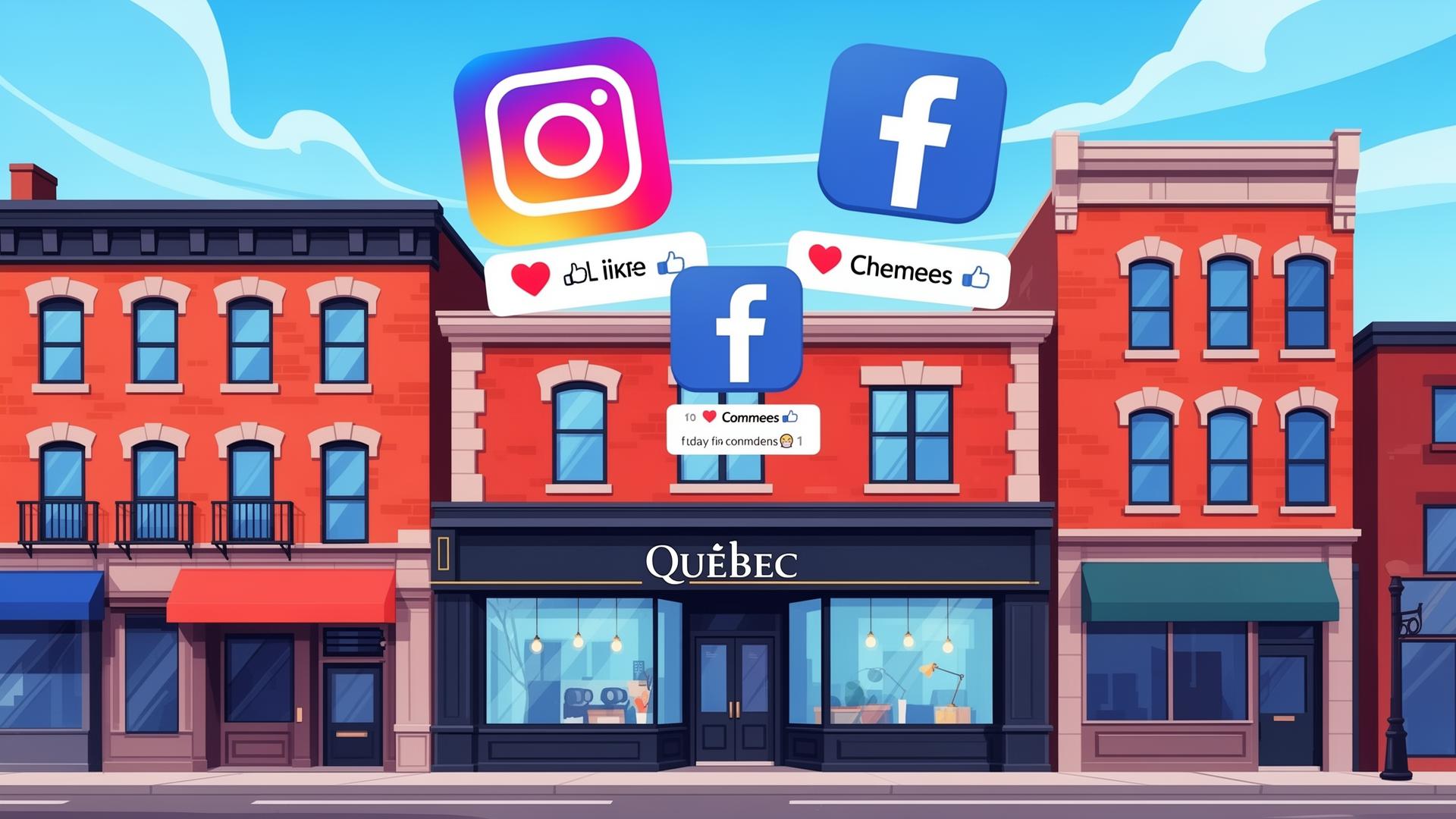 A Quebec small business team planning multilingual social media content for a diverse Montreal audience.